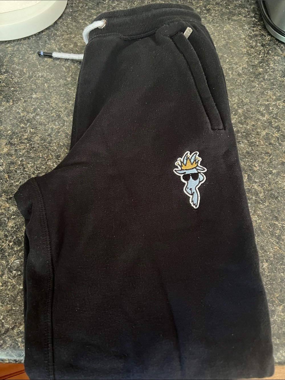 Kids Black Fleece Jogger Pants with Crown GOAT